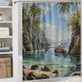 thumbnail image 6 of Orinice DunmaCoastal Palm Tree Shower Curtain Set Natural Ocean Tropical Landscape Bathroom Decor Sets with Rugs Bathroom Accessories Set Bathroom Curtain Shower Set with 12 Hooks 36x72, 6 of 7