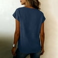 thumbnail image 4 of Women's Summer Linen T Shirts Top Oversized V Neck Cotton Linen Short Sleeve Shirts Top Womens Casual Solid Loose Fits Lightweight Breathable Comfy Tee Shirts, 4 of 6