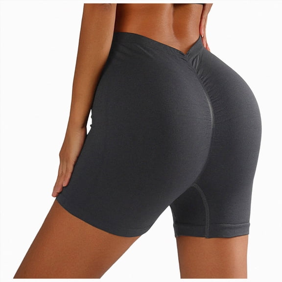 UOCUFY Women Workout Shorts 4.5" Scrunch Booty Gym Shorts Seamless Butt Lifting Impact Yoga Shorts (Grey, L)