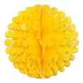 thumbnail image 2 of Club Pack of 12 Yellow Tissue Flutter Ball Hanging Decorations 19", 2 of 2