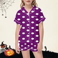 thumbnail image 2 of Bobifish Big Girls Halloween Sleepwear Sets 2 Piece Silk Satin Button Down Short Sleeves Shorts Sets Kids Comfort Holiday Homewear, 2 of 4