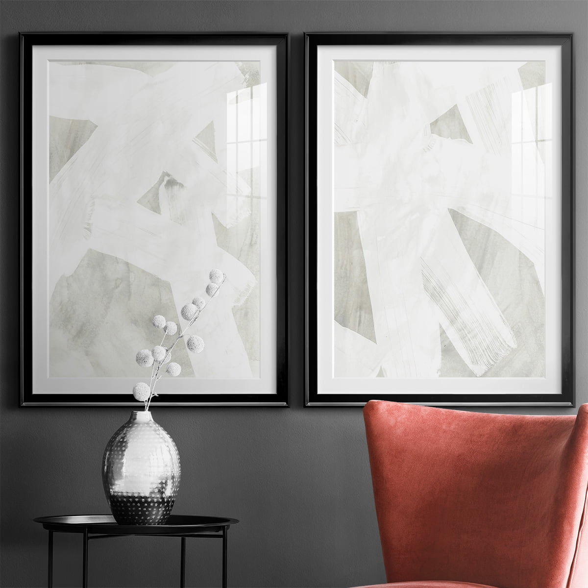 Wexford Home Stone Brush I Premium Framed Print, 22.5" x 30.5" - Ready to Hang, Black (Set of 2)