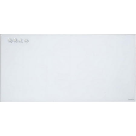 18in x 36in Magnetic Dry-Erase Glass Board and 4 Neodymium Rare Earth Magnets Set, Wall-Mounted White Board, Frameless Tempered Glass Board for Office - White