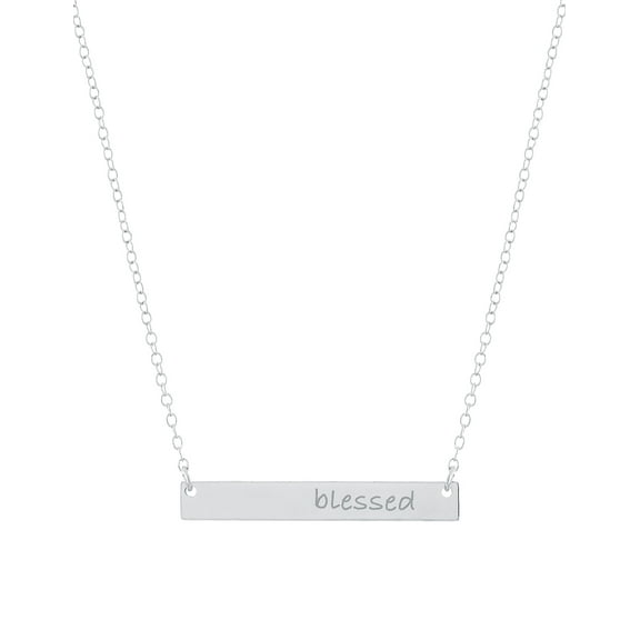 Marisol & Poppy Blessed Bar Necklace 16 2" in Sterling Silver for Women, Teen