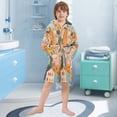 thumbnail image 5 of FORMRS Niños Bathrobe Unisex Hooded Robe Soft Plush Pajamas Sleepwear, Size 4-6T, Orange Cityscape Painting, 5 of 7