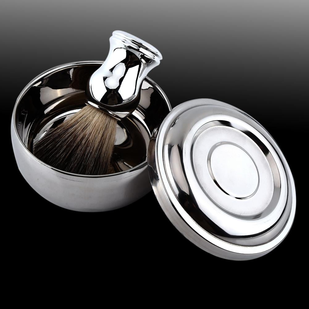 Fyydes Shaving Soap Bowl,Alloy Shaving Soap Mug Bowl With Lid + Silver