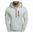 thumbnail image 2 of Kalauyu Men Hoodies Casual Hoodies for Men with Zip Pockets Quarter Zip Long Sleeve Sweatshirt Sports Hooded Jacket, 2 of 3