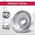 thumbnail image 3 of JUNWELL 4 Piece Drip Pans Set Compatible with Whirpool Kenmore Frigirate Stove Chrome Finish Electric Stove Burner Drip Pans  Include 2 Pcs 6‘‘ and 2 Pcs 8 ‘‘ Cooktop Replacement Drip Pan, 3 of 7