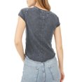thumbnail image 4 of EYIIYE Hauts Basiques Unis pour Femmes, Blouses Ajustées à Col Rond, T-shirt à Manches Courtes, Ourlet Roulé, Hauts Courts pour Adolescentes pour l'Été, 4 of 5