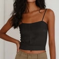 thumbnail image 2 of Noric Women's Built-in Bra Tank Top Square Neck Sleeveless Ribbed Spaghetti Strap Cami Slimming Everyday Basic Casual Outfits, 2 of 6