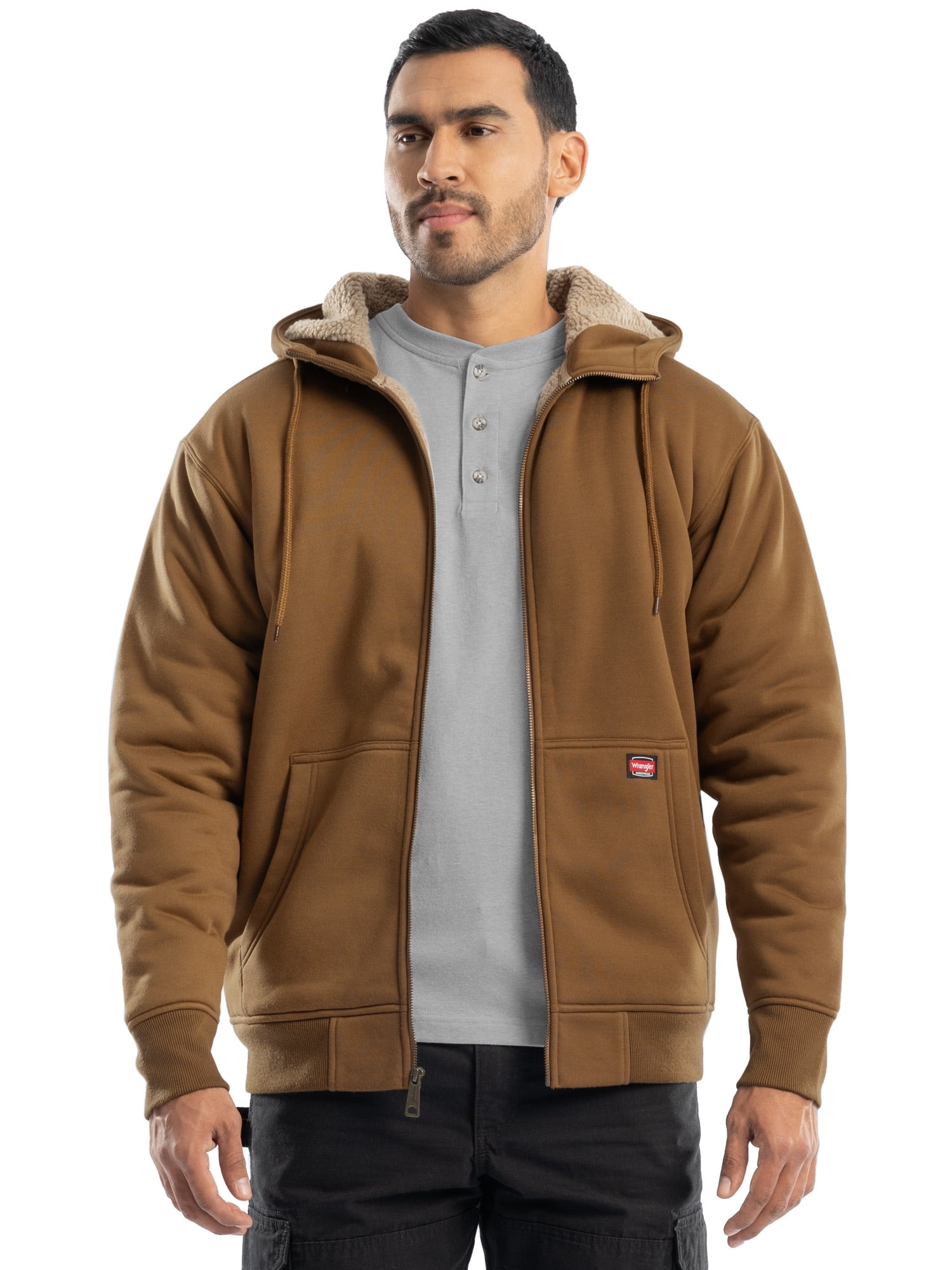 Wrangler Workwear Men's \u0026 Big Men's Full Zip Sherpa Lined Hooded Sweatshirt,  Sizes S-5XL - Walmart.com