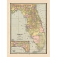 thumbnail image 2 of Cram 15x18 Black Ornate Wood Framed with Double Matting Museum Art Print Titled - Florida, United States - Cram 1888, 2 of 4