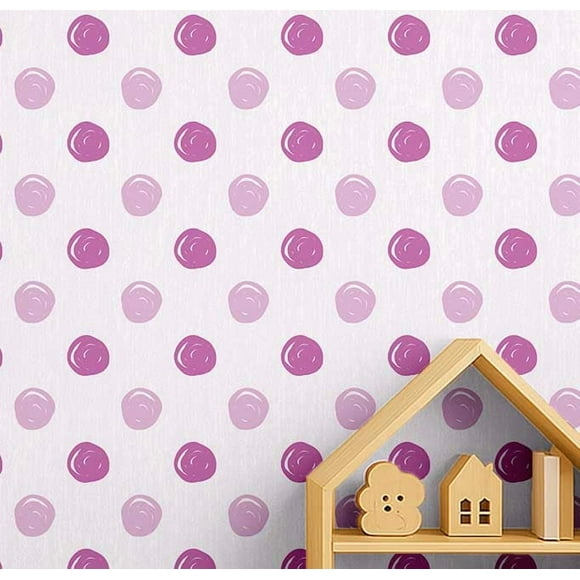 S4Sassy Peel & Stick Vinyl Wallpaper, Playful Polka Dot Pattern Wallpaper Contact Paper Waterproof - Pink, 25"x120" ,Textured Removable Walls Covering for Kids Bedroom, Playroom, Baby Nursery