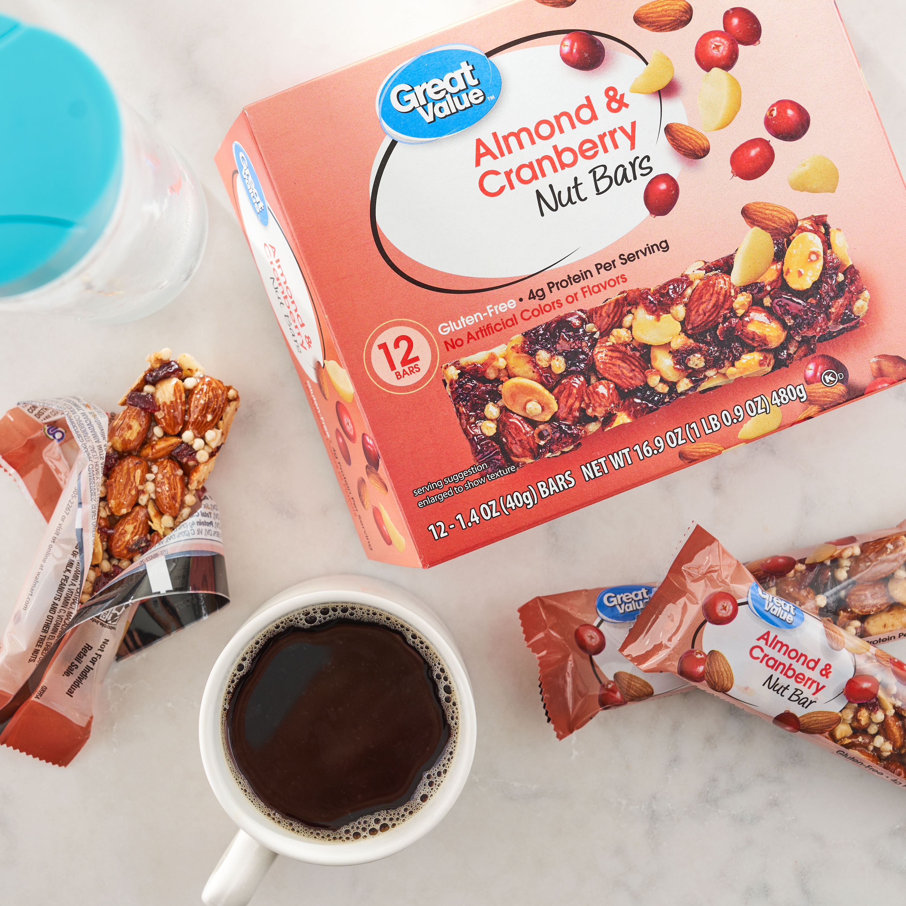 Great Value Almond & Cranberry Nut Bars, 16.9 oz, 12 Count