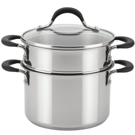 Circulon Momentum Stainless Steel Nonstick Covered Saucepot with Steamer Insert, 3-Quart
