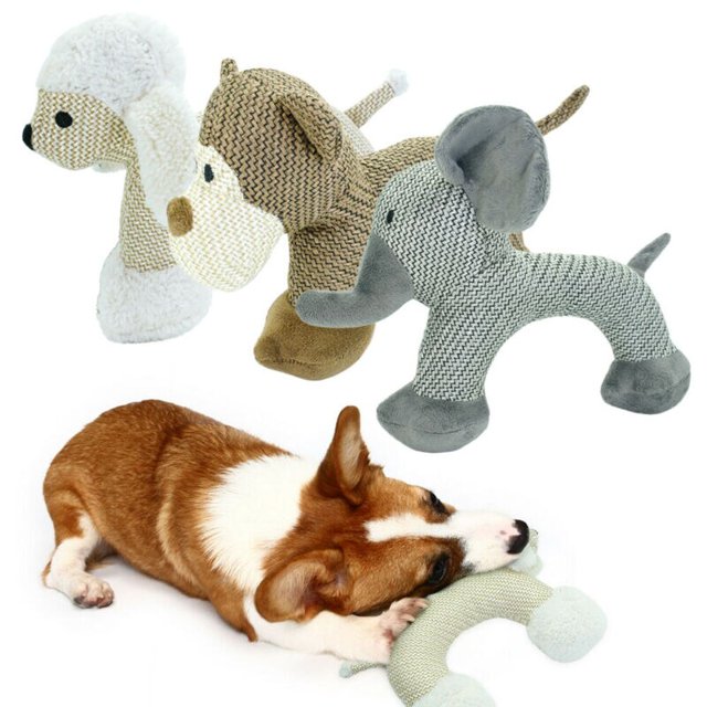 Pet Dog Plush Animal Chewing Toy Wear-resistant Squeak Cute Toys Soft Plush Stuffed for Dog Puppy Teddy Interactive Toy SuppliesElephant He Qiyong unisex