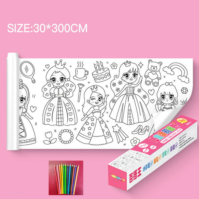 Coloring Paper Roll for Kids Wall Pasted DIY Painting Paper for Improving  Children Abilities Daily Necessities (with Colored Pencil) 