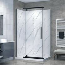 Dreamwerks Vienna 48" W x 32" D x 78.6" H Rectangular Shower Enclosure Kit with Door, Base, and Walls in Black