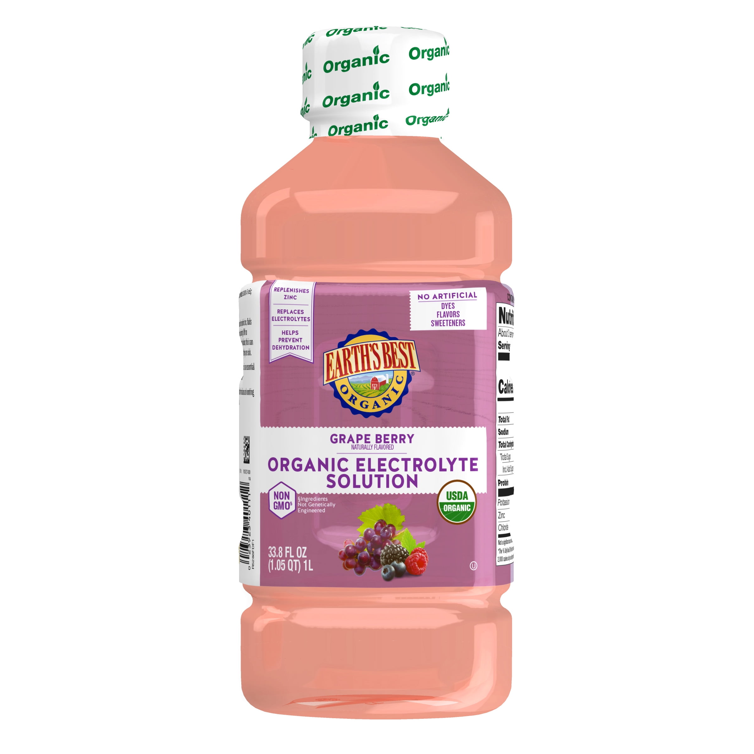 (4 pack) Earth's Best Organic Electrolyte Solution, Grape Berry, 1 Liter