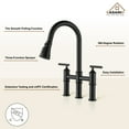 thumbnail image 4 of CASAINC Double Handle Bridge Kitchen Faucet with Pull Out Sprayer, Touchless Sensor, Deck Mounted, Matte Black, 4 of 4