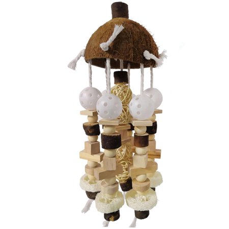Bird Chewing Toy Swing Toys Durable Large Accessory Wood Parrot Cage Bite Toy for Macaws, Parakeets, Cockatoos, Birds