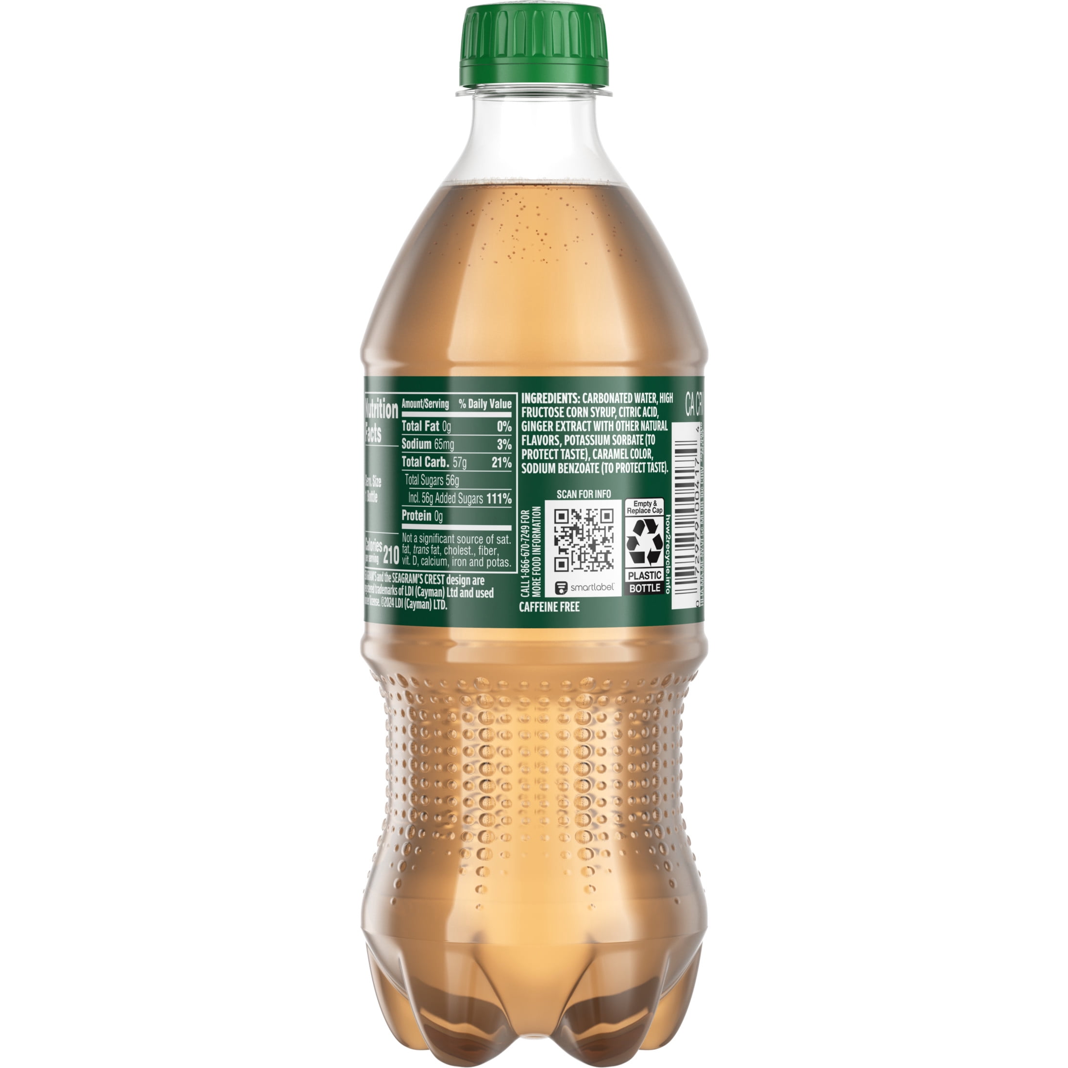 Seagram's Ginger Ale Soda Pop Bottle, 20 fl oz