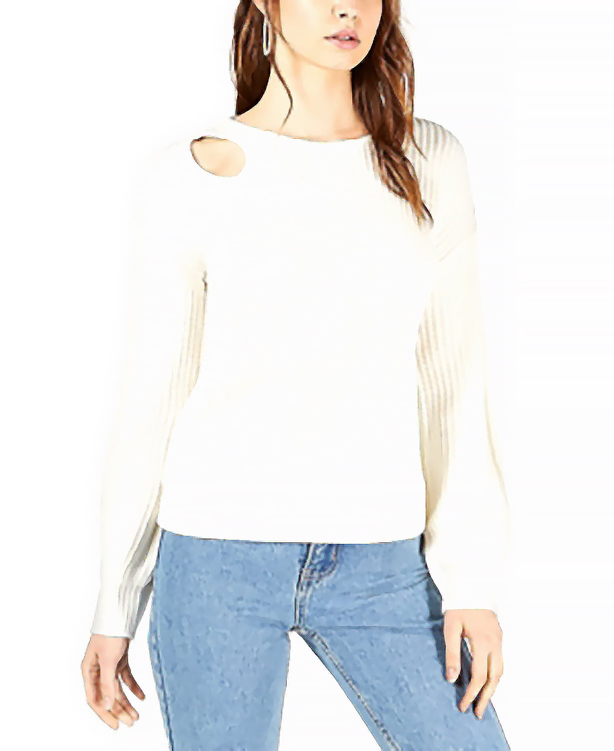 Bar III | Balloon-Sleeve Cutout Sweater | White | Size M - Walmart.com