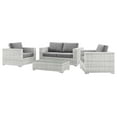 thumbnail image 1 of Lounge Sectional Sofa Chair Set, Rattan, Wicker, Grey Gray, Modern Contemporary Urban Design, Outdoor Patio Balcony Cafe Bistro Garden Furniture Hotel Hospitality, 1 of 10