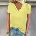 thumbnail image 2 of Scyoekwg Short Sleeve Tops for Women Summer V Neck Dressy Casual Blouses Loose Solid Color Shirts Trendy Lightweight Blouses (Yellow,M), 2 of 4