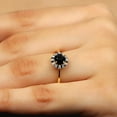 thumbnail image 2 of Created Black Diamond Ring with Diamond Halo (6 mm) - AAAA Quality, 18K Yellow Gold, US 12.50, 2 of 7