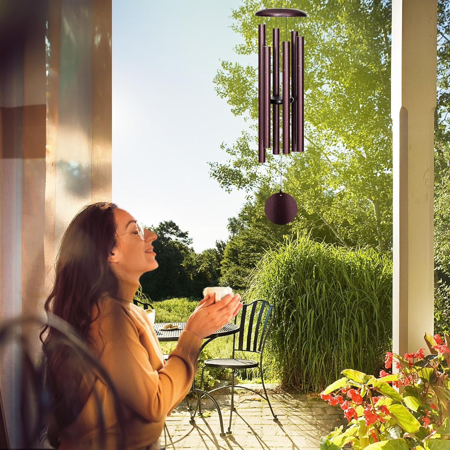45'' Large Wind Chimes for Outside with Deep Tone, Wind Chimes Outdoor Garden & Patio Hanging Décor, Sympathy Gifts. Bronze