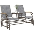 thumbnail image 4 of Banco Mecedor Doble para Patio con Mesa, Silla de Jardín para 2 Personas con Asientos de Malla, Estructura de Acero para Exterior, Gris, 4 of 9