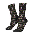 thumbnail image 1 of Fotbe Mardi Gras Fleur de Lis Calcetas Largas con Estampado para Hombre y Mujer – Calcetas de Compresión Transpirables y Elásticas, Viajar y Uso Diario Talla 5-11, 1 of 6
