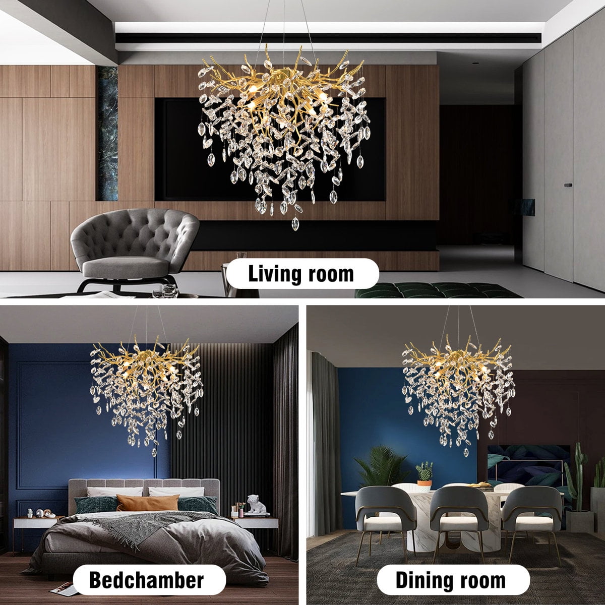 RRBEST Luxury Tree Branch Chandelier,Modern Chandelier Crystal Light Fixture,Pendant Light for Living Rooms
