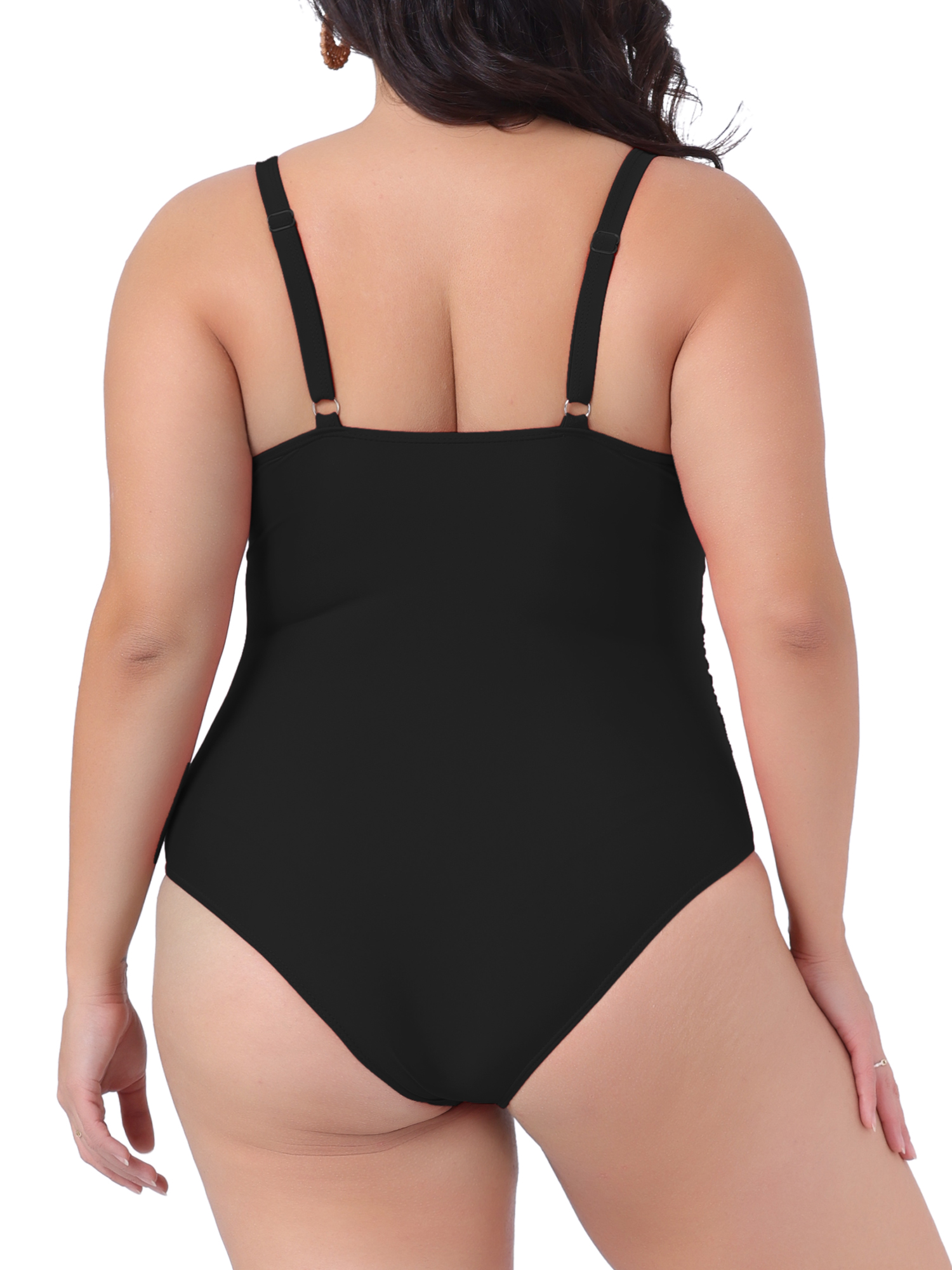 DARING DIVA Plus Size Bikini for Women 1 PC Ruched Padded Slimming Swimwear 4X Black