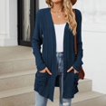 thumbnail image 2 of idosla Cardigan Sweaters for Women Lightweight Open Front Thin Long Cardigans Fall Long Sleeve Knit Sweater with Pockets (Navy, XXL), 2 of 7