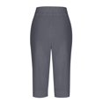 thumbnail image 6 of TQWQT Pedal Pushers for Women Capri Pants Dressy Casual Elastic Waist Knee Length Cropped Trouser Trendy Summer Cropped Pants with Pockets Dark Gray XL, 6 of 6