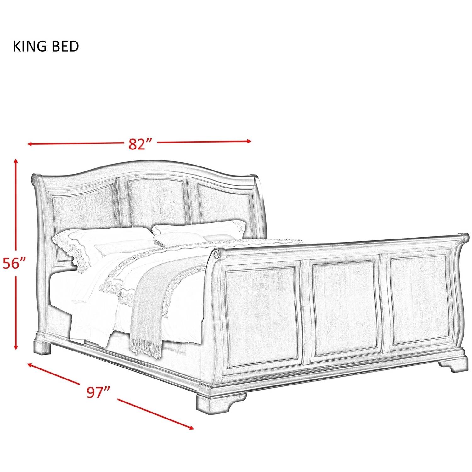Picket House Furnishings Conley Sleigh Bedroom Set, Multiple Sizes, Configurations, and Finishes