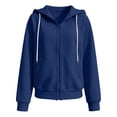 thumbnail image 7 of Xaqiouau Womens Zip Up Hooded Jacket Solid Color Jacquard Textured Relaxed Fit Full Zip Long Sleeve Side Pockets Casual Winter Outerwear Tops Blue L, 7 of 7