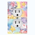 thumbnail image 1 of Metal Light Switch Wall Plate Outlet Cover (2 Teddy Bears Reading Flower Hearts Pink - Single Duplex), 1 of 2