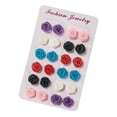 thumbnail image 4 of Set de 12 pares de aretes perfecl flores de resina multicolor, 4 of 6