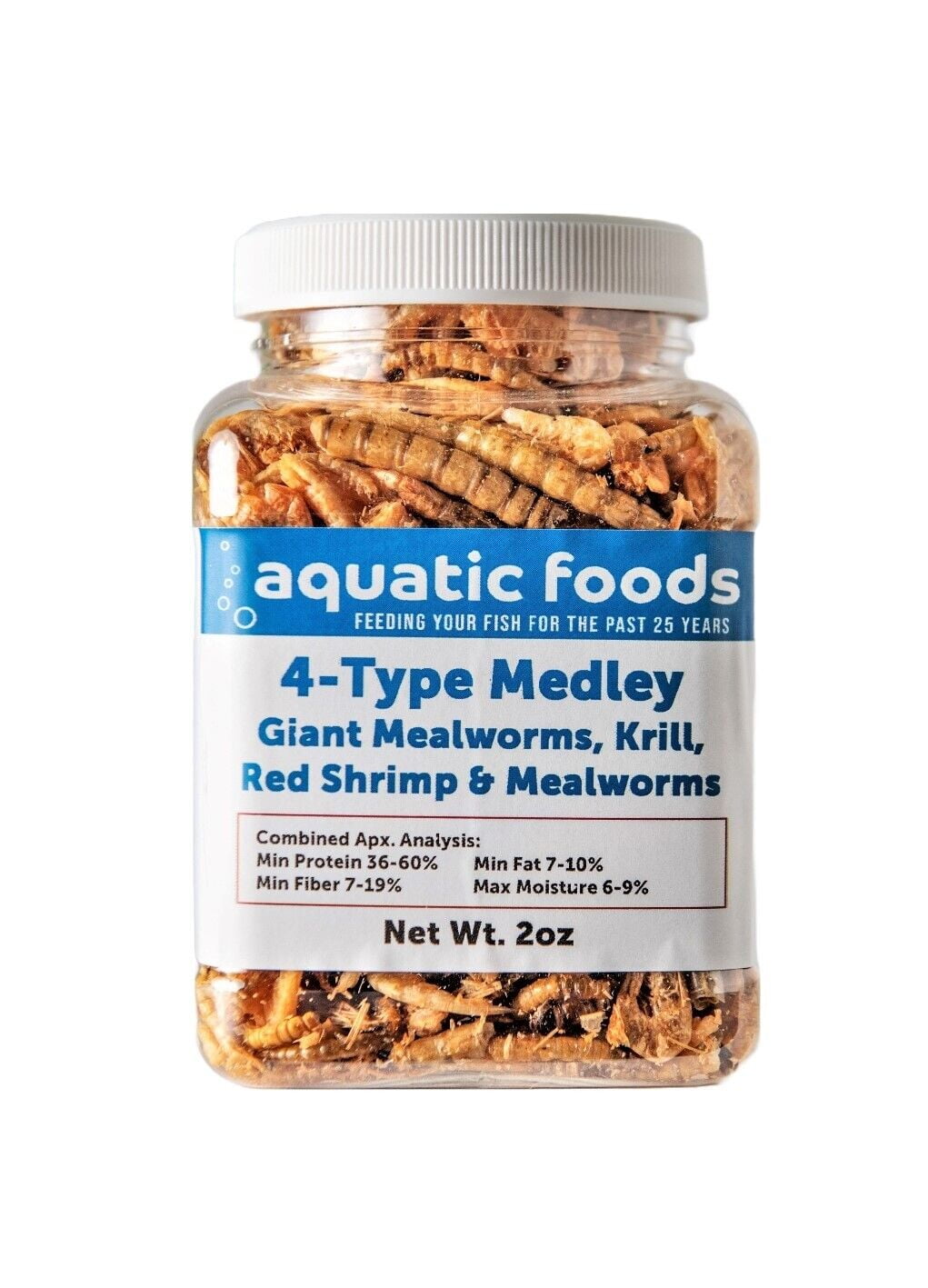 4Type Medley Mix of Freeze Dried Superworms, Krill, Red Shrimp