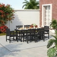 thumbnail image 2 of Erinnyees 7-Piece HDPE Outdoor Dining Set, 66.9" Marble Texture Patio Table with Umbrella Hole, and 6 All-Weather Chairs for Yard Deck Porch, Black, 2 of 9