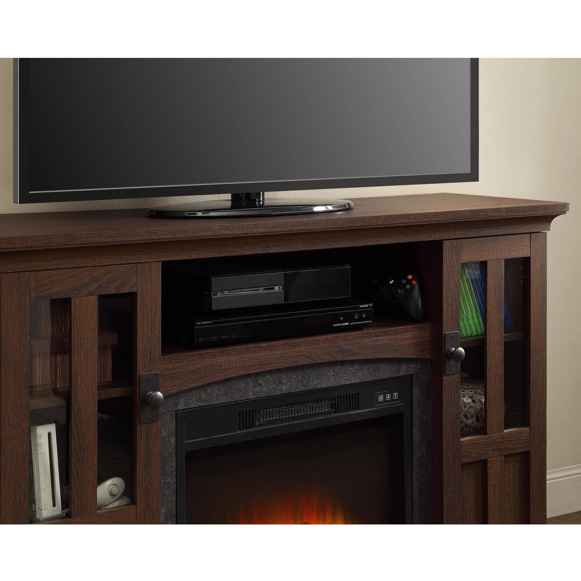 Whalen Media Fireplace Console For Tvs Up To 60 Brown Ash Whalen Media Fireplace Console For Tvs Up To 60 Brown Ash Com