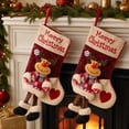 thumbnail image 5 of Darzheoy Christmas Stockings, 2 Pcs Long-Leg Reindeer Doll Embroidery, Indoor Outdoor Christmas Decorations, Holiday Family Decor, Mantel Decor for Fireplace Home, 5 of 7