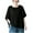 Black, variant on Dropped Shoulder Tee for Women Short Sleeve Round Neck Top, Solid Color Linen-Like Shirt Modern Casual Blouse with Side Slit Hem