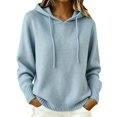 thumbnail image 1 of Yigetop Warm Sweaters for Women Crew Neck Soft Hoodies Fall Winter Cozy Knitted Hooded Pullover Loose Fit Lightweight Comfy 2026 Daily Wear Tops Light blue 5XL, 1 of 4