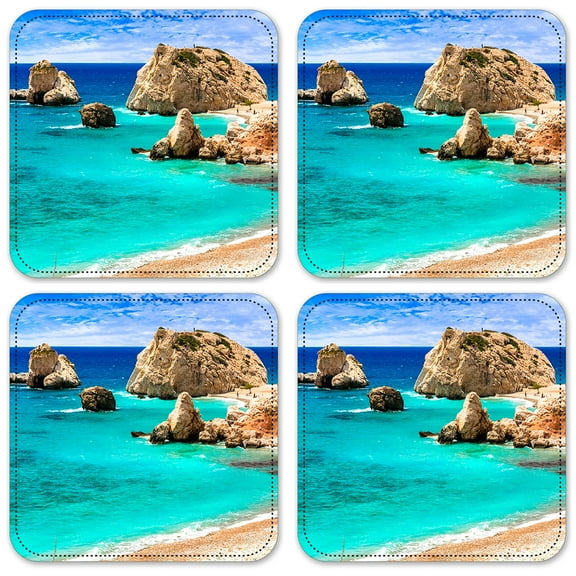Vinyl Drink Coasters - Set of 4 - Rock Cliffs near the Beach