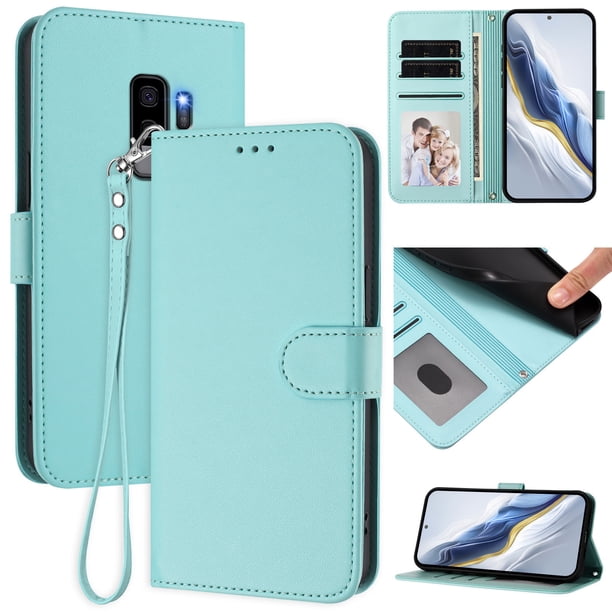 Funda Cartera GANGXUN para Samsung Galaxy S9 Plus – Cierre Magnético, Protección RFID, Correa Desmontable, Compatible con Carga Inalámbrica