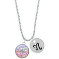 thumbnail image 1 of Delight Jewelry Silvertone Domed Multi Color DScPT Silvertone Script Initial Disc - N - Charm Necklace, 20"+3", 1 of 4